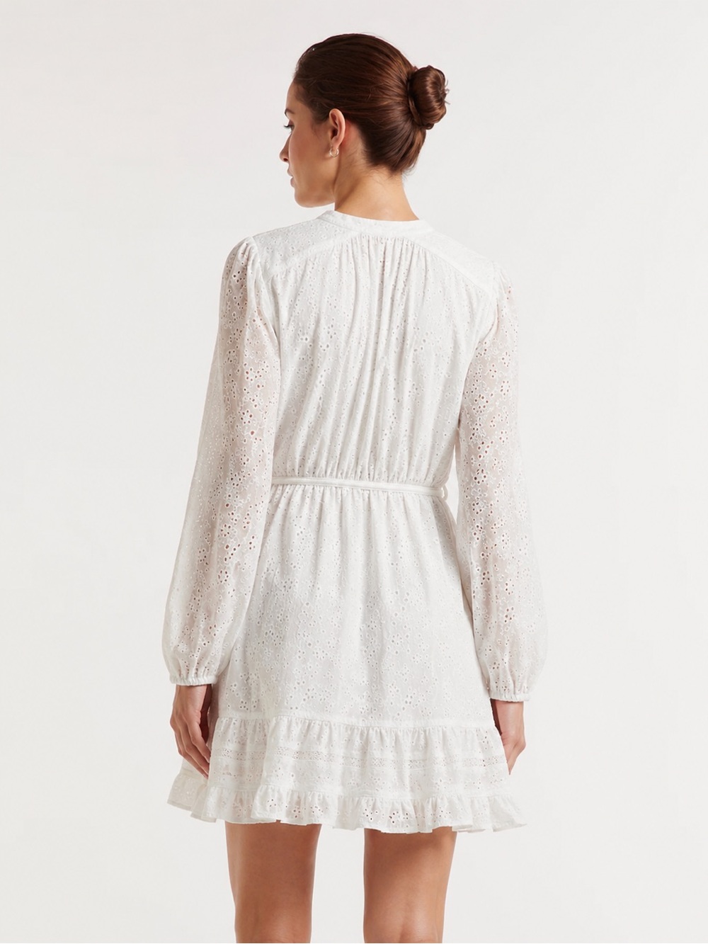 Ever New Katrina Lace Skater Mini Dress White Eyelet | Size 6 Summer Cottagecore - Picture 2 of 9